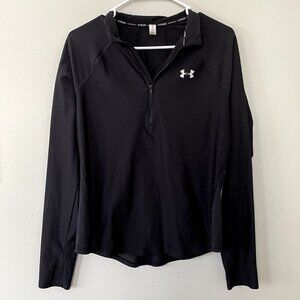Underarmour fitted athleisure mesh black long sleeved half zip size M